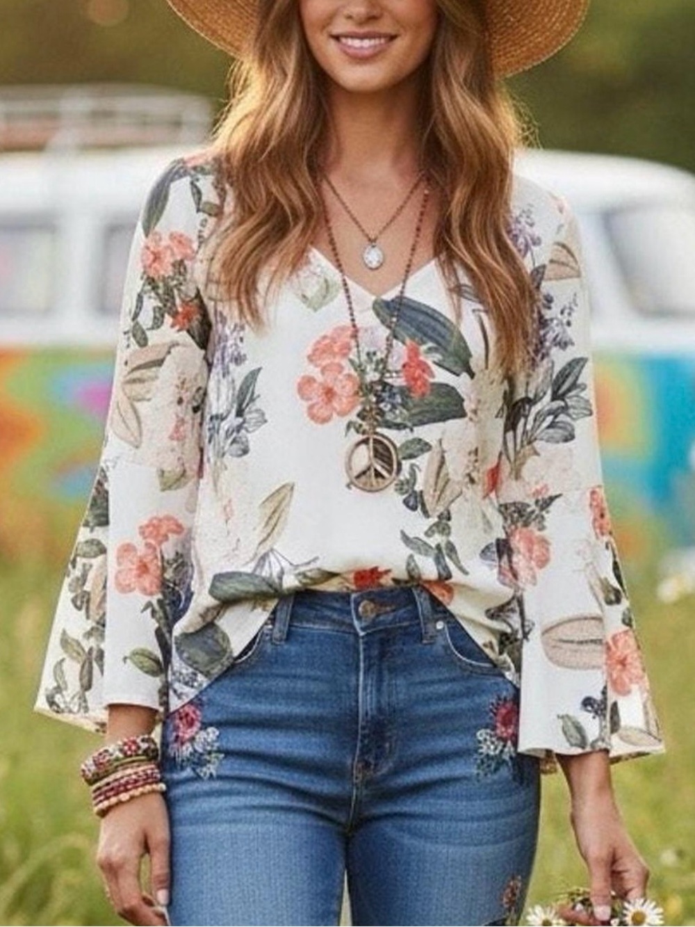 Show Me Your Mumu Floral Print Hippie Dippie Top Size S